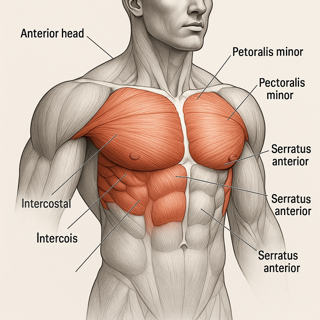 Pectoral muscle anatomy diagram 1