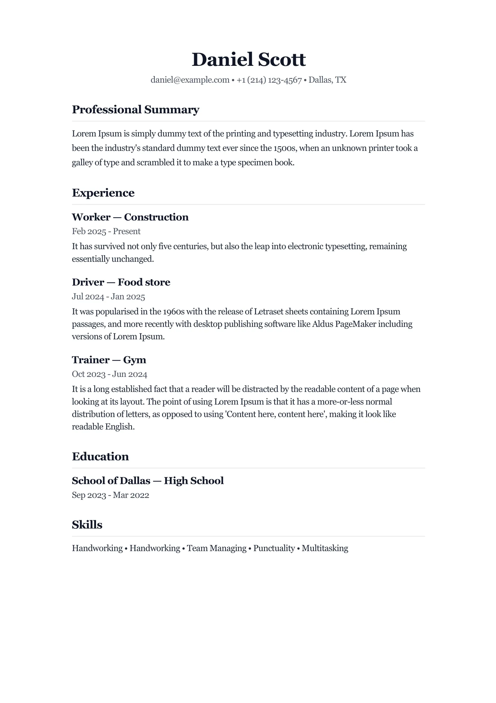 Basic template preview