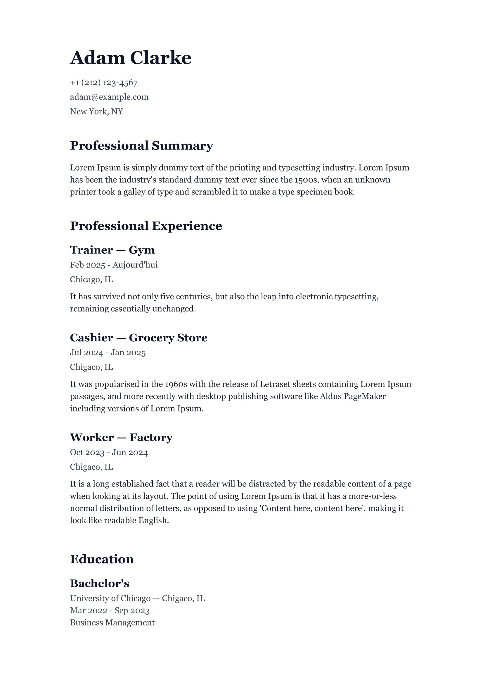 Classic template preview