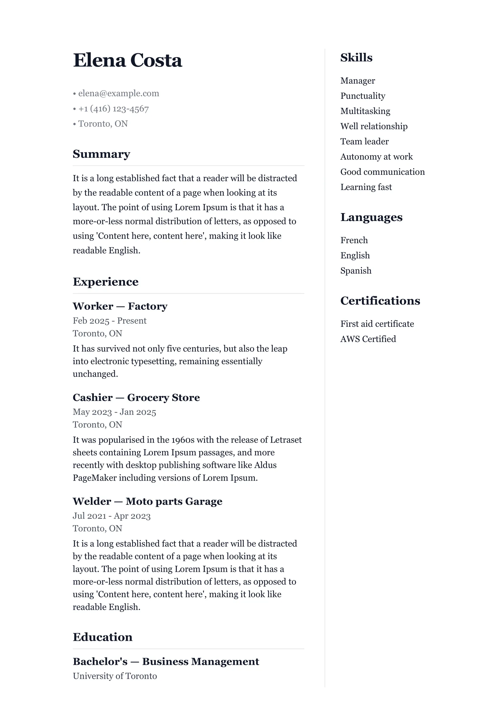 Corporate template preview