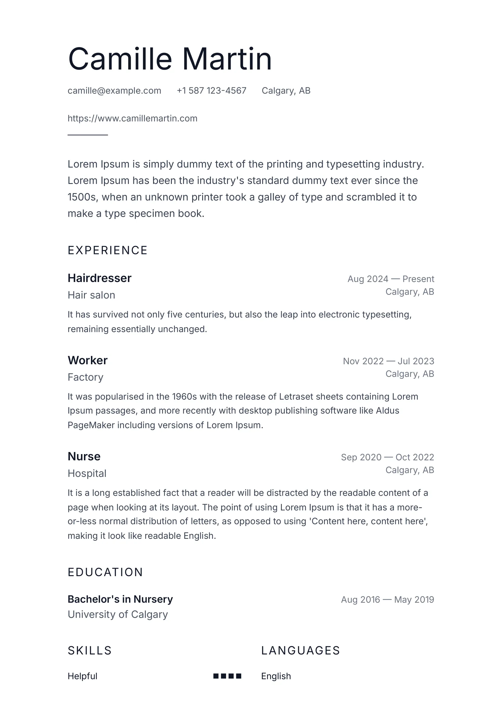 Minimal template preview